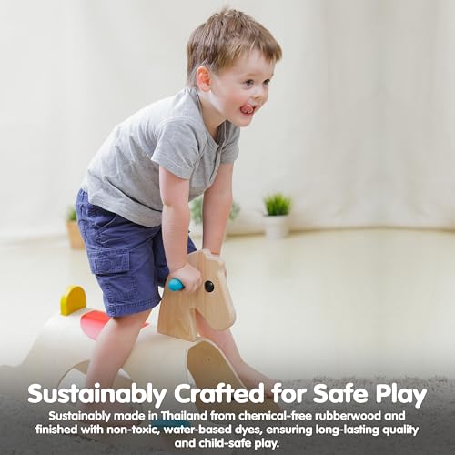 PlanToys Wooden Rocking Horse Balance Ride-On Toy for Kids