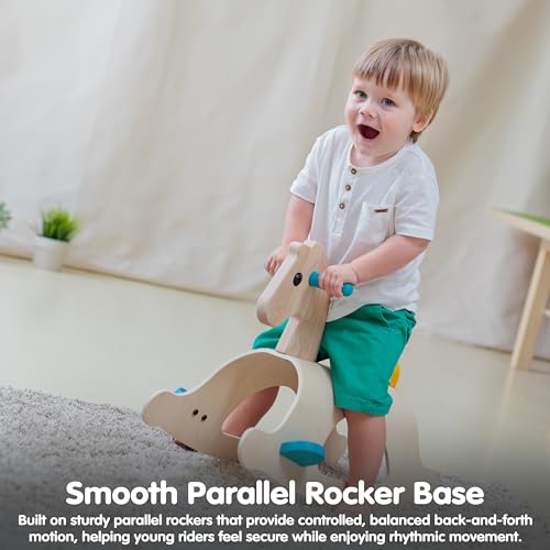 PlanToys Wooden Rocking Horse Balance Ride-On Toy for Kids