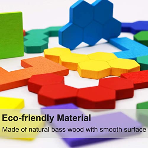 2-Pack Wooden Russian Blocks & Hexagon Brain Teaser Puzzles