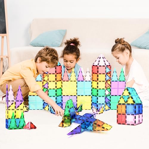 PicassoTiles 100-Piece Clear 3D Magnetic Building Tile Set