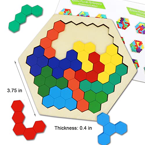 2-Pack Wooden Russian Blocks & Hexagon Brain Teaser Puzzles