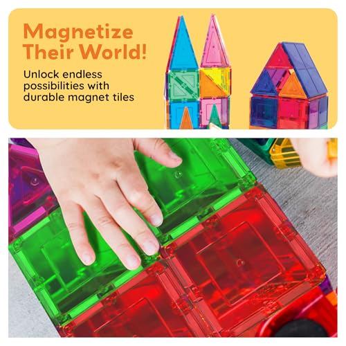 PicassoTiles 100-Piece Clear 3D Magnetic Building Tile Set
