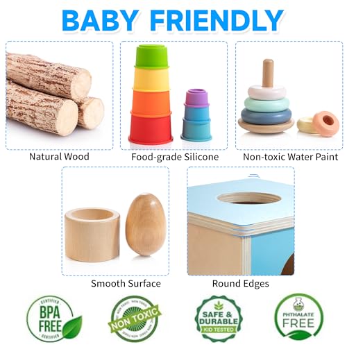 WOODMAM Montessori Learning Toys for Babies, 6–18 Months