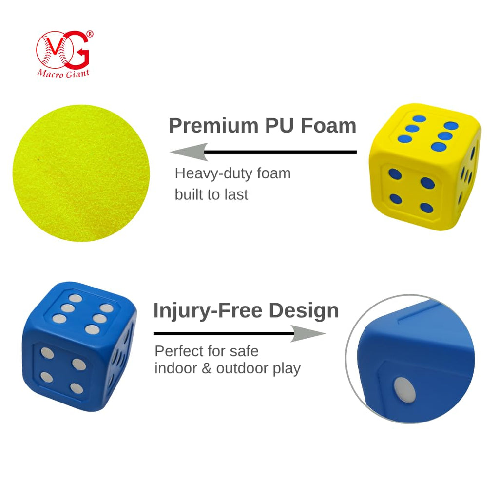 Macro Giant 6-Inch Colorful Foam Dice for Math Games