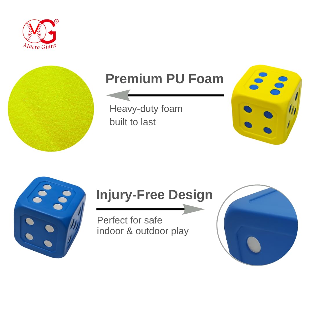 Macro Giant 6-Inch Colorful Foam Dice for Math Games