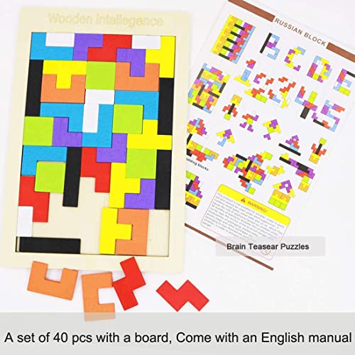 2-Pack Wooden Russian Blocks & Hexagon Brain Teaser Puzzles