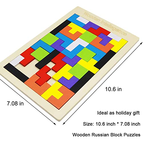 2-Pack Wooden Russian Blocks & Hexagon Brain Teaser Puzzles