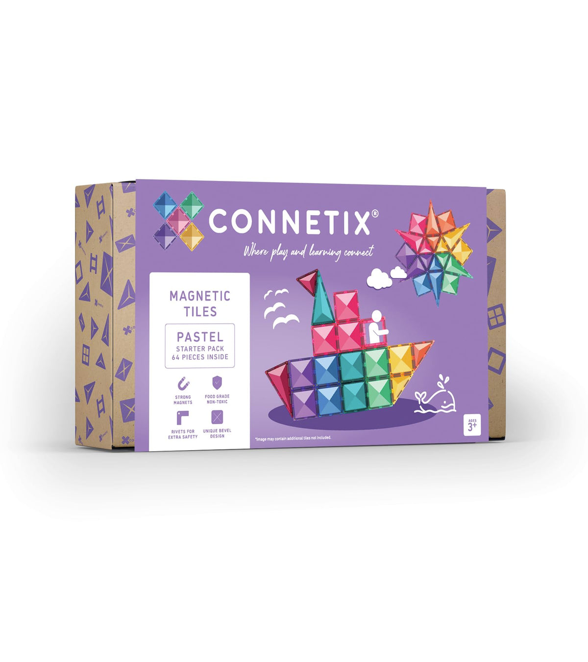 CONNETIX 64-Piece Pastel Magnetic Tile Starter Pack