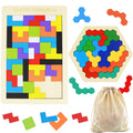 2-Pack Wooden Russian Blocks & Hexagon Brain Teaser Puzzles