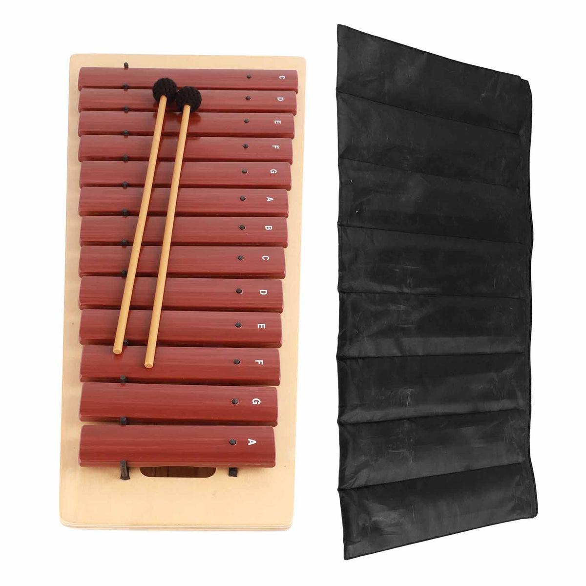 13-Tone Wooden High-Pitch Xylophone for Kids, Pine Red