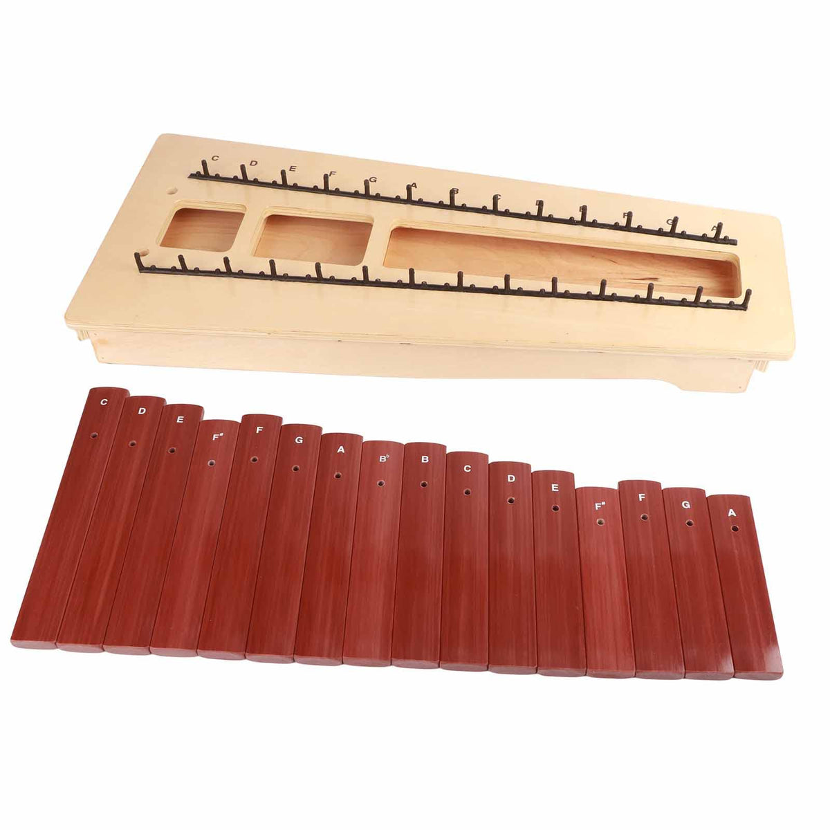 13-Tone Wooden High-Pitch Xylophone for Kids, Pine Red