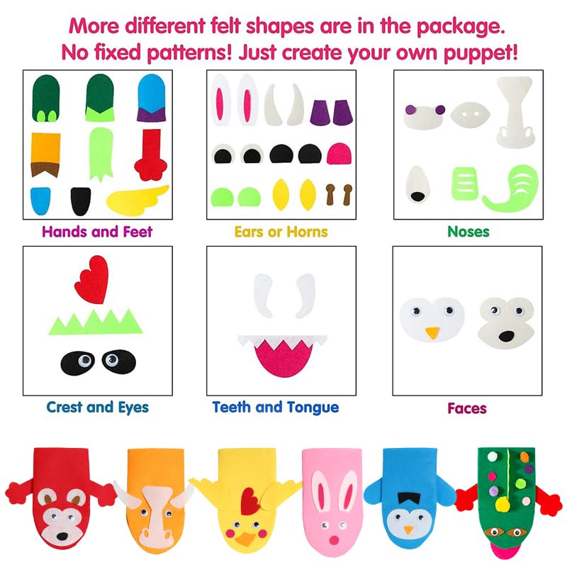 WATINC Kids’ Felt Sock Hand Puppet Making Craft Kit