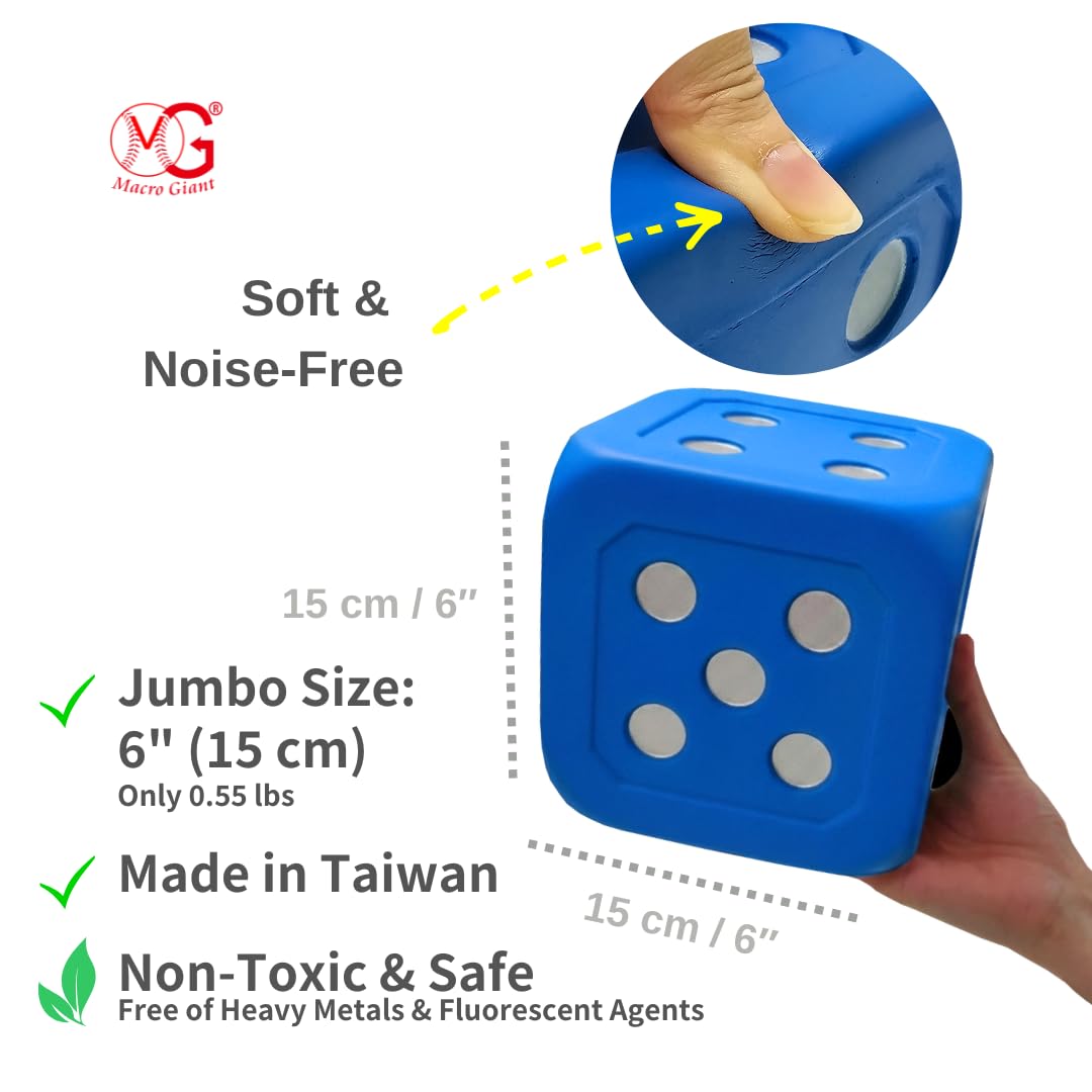 Macro Giant 6-Inch Colorful Foam Dice for Math Games