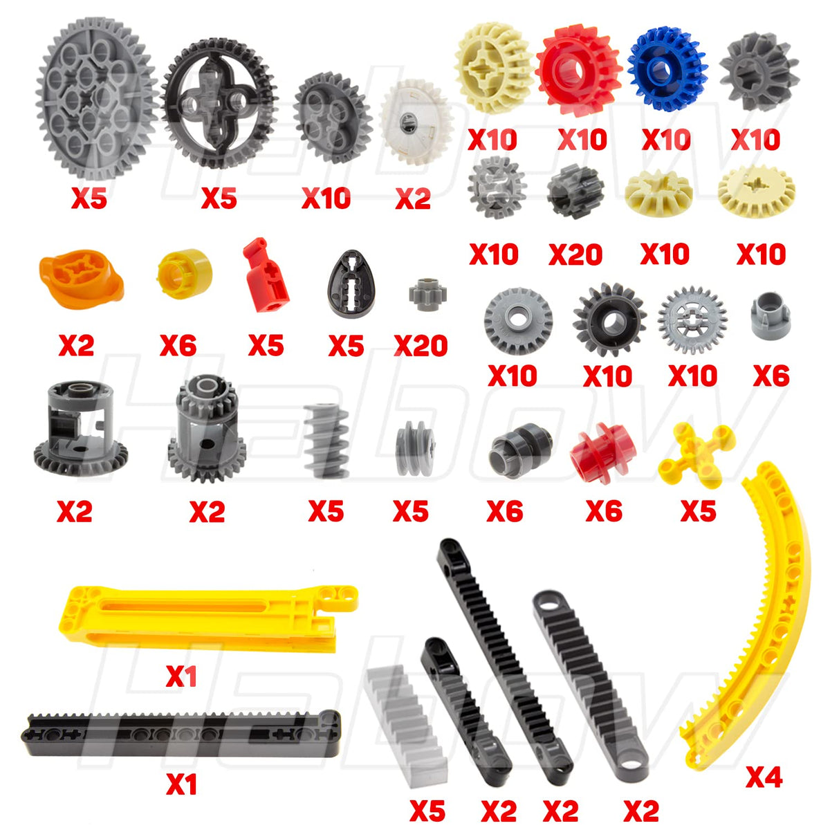 Habow 233pcs Technic Gears Kit, Assorted Gear Set for MOC Technic Building