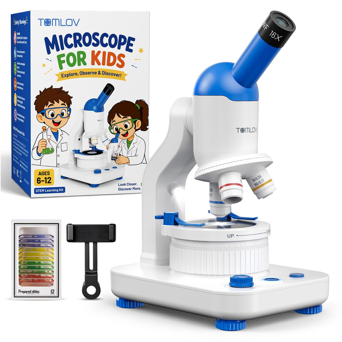 TOMLOV Kids’ Educational STEM Microscope Kit, Ages 6–12