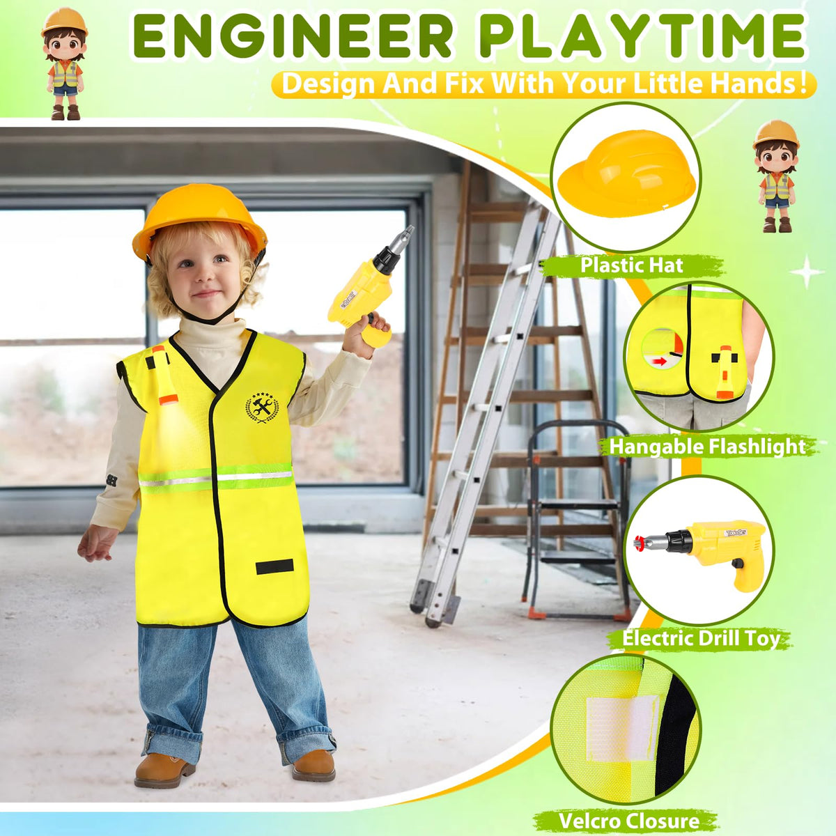 IVENRXIU Kids’ 4-in-1 Dress-Up Role-Play Costume Set