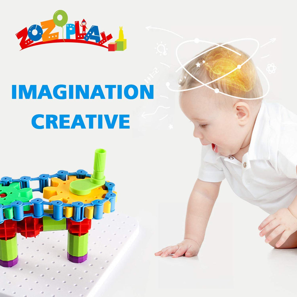ZOZOPLAY 170-Piece STEM Gear Building Set with Moving Machines