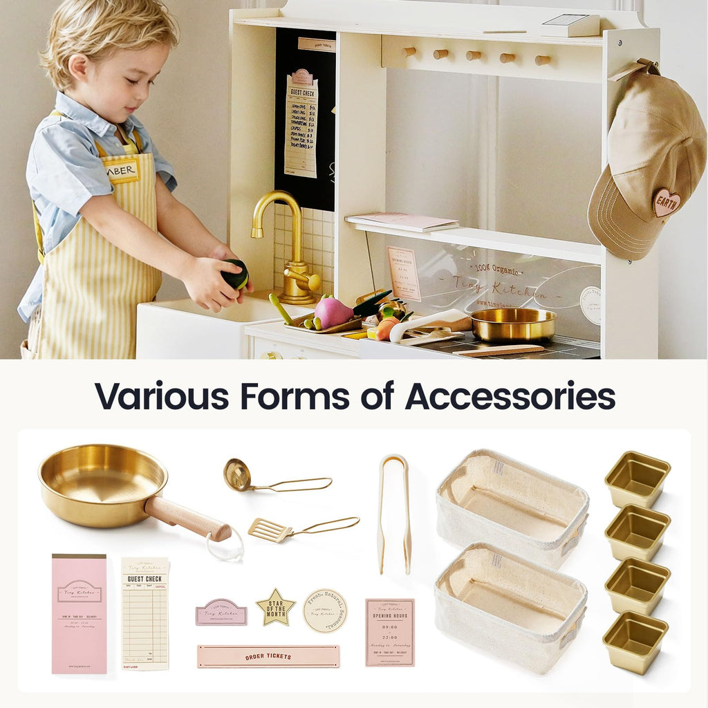 Tiny Land Wooden Pretend Play Kitchen Set for Kids