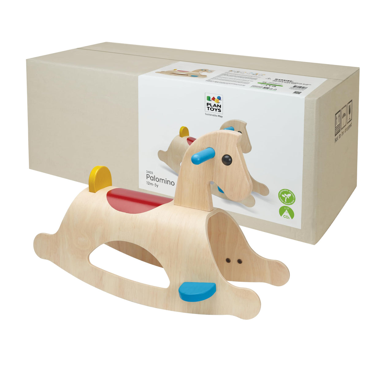 PlanToys Wooden Rocking Horse Balance Ride-On Toy for Kids
