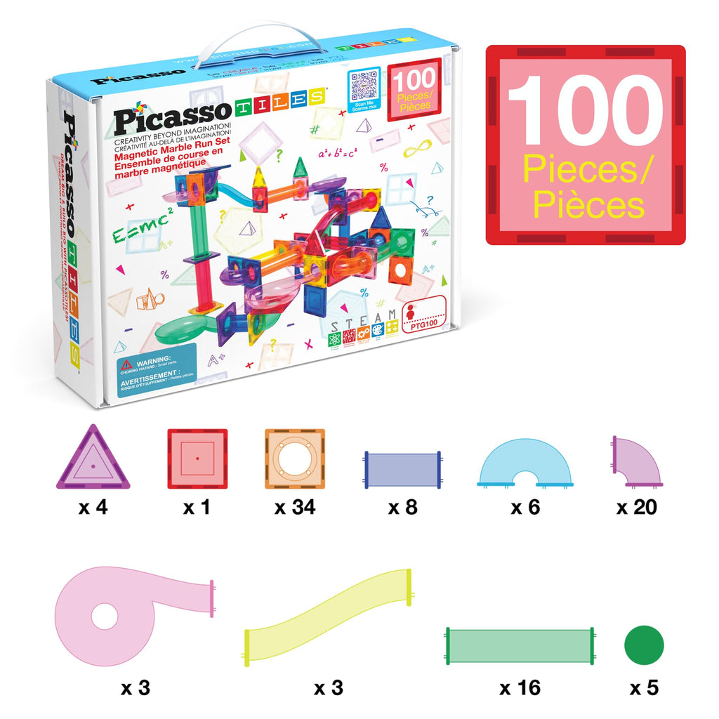 PicassoTiles Marble Run Race Track Building Set