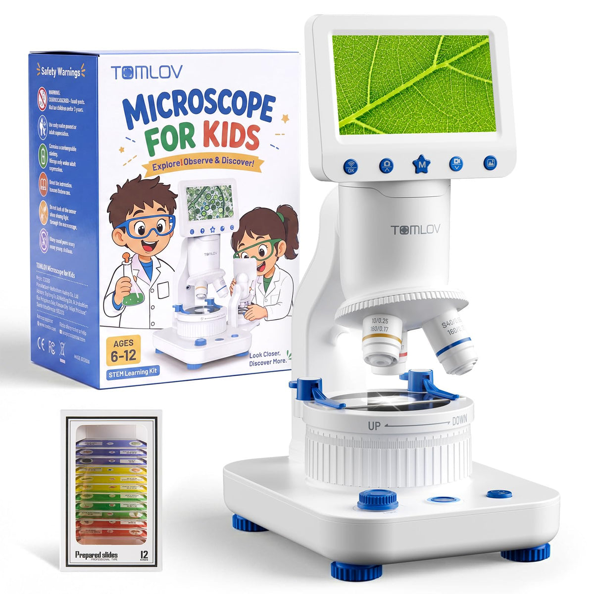 TOMLOV Kids’ Educational STEM Microscope Kit, Ages 6–12