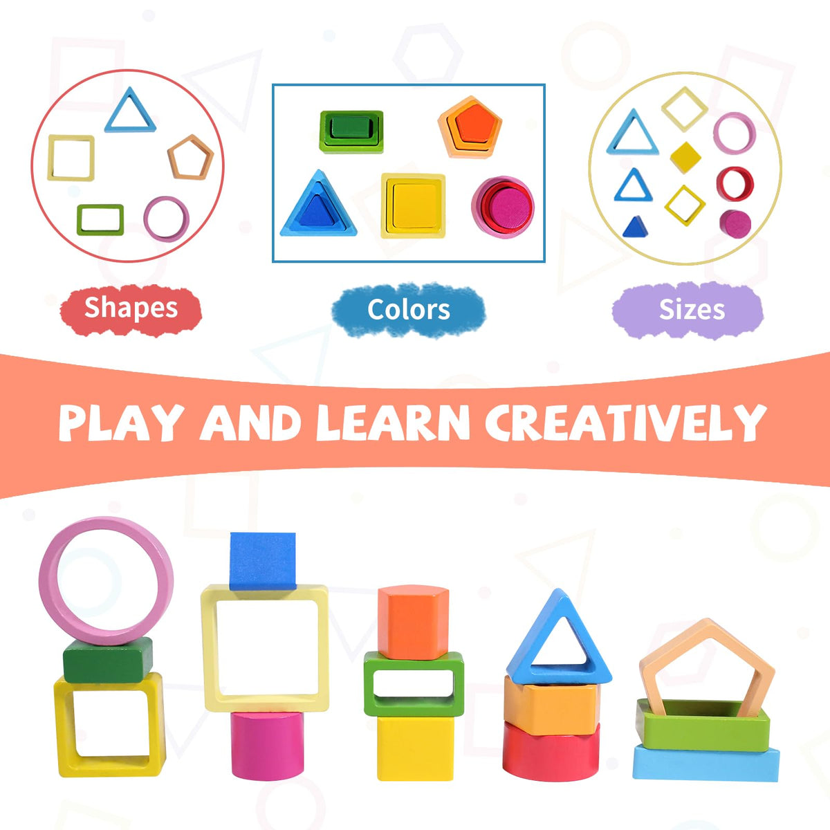 YHHYTOY Montessori Wooden Stacking & Shape Sorting Toy