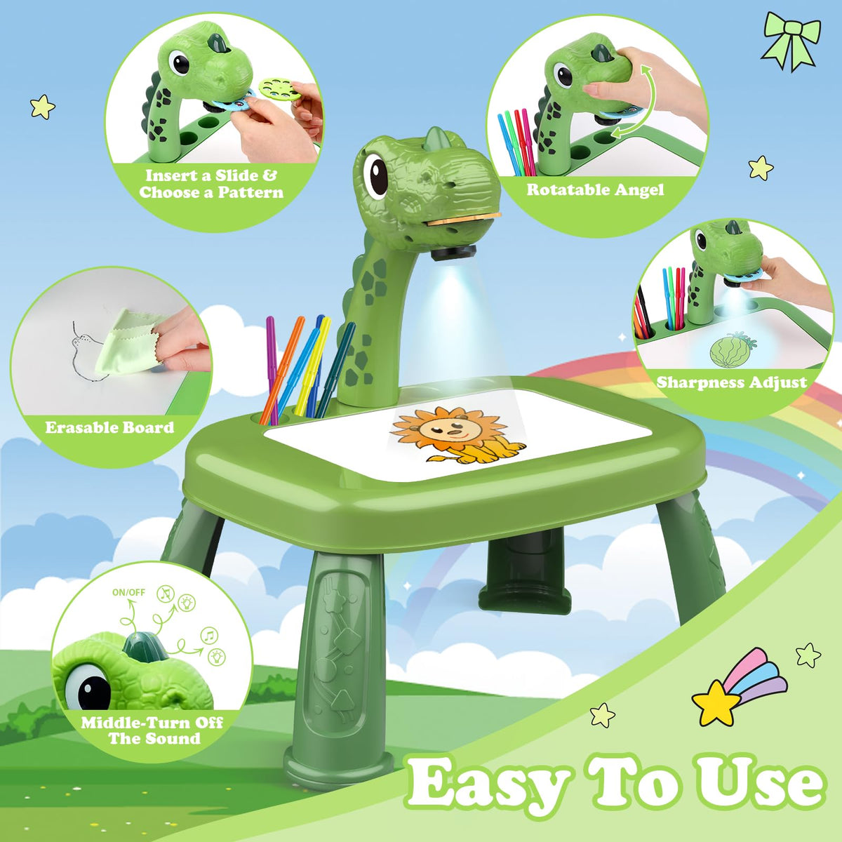 Unicorn Drawing Projector Table Set with Art Supplies for Kids