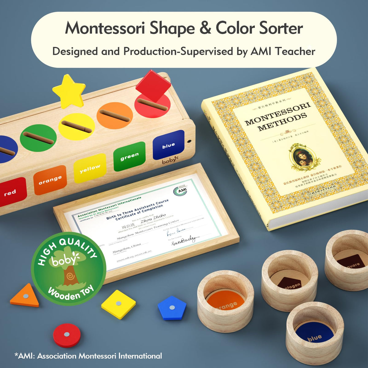 Dailyfunn Montessori Wooden Sorting Box for Toddlers