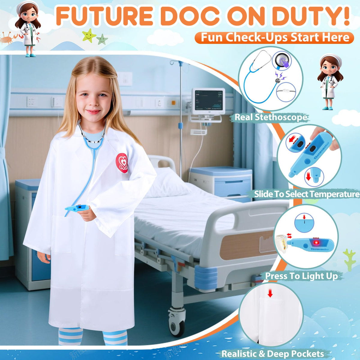 IVENRXIU Kids’ 4-in-1 Dress-Up Role-Play Costume Set