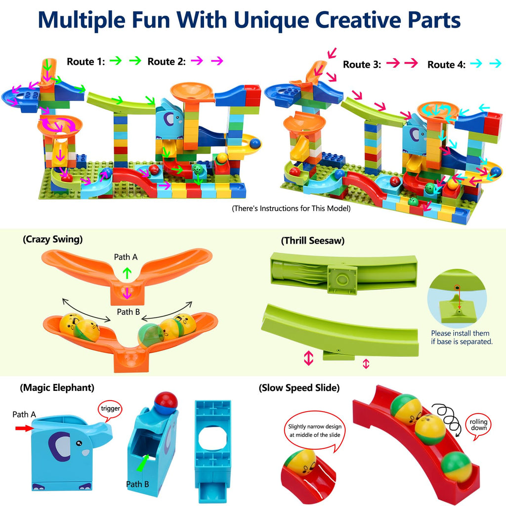 COUOMOXA STEM Marble Run Set for Classic Big Blocks