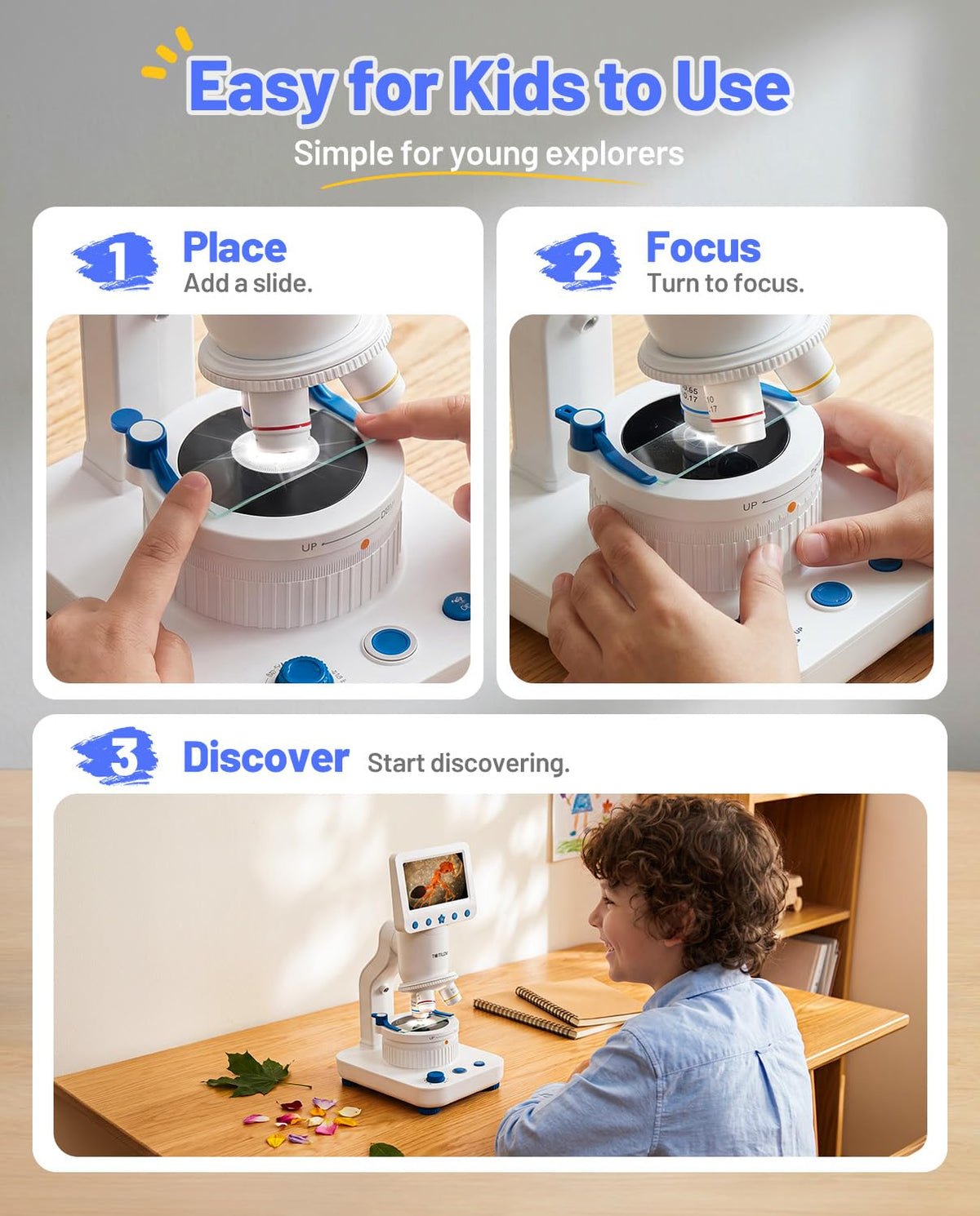 TOMLOV Kids’ Educational STEM Microscope Kit, Ages 6–12
