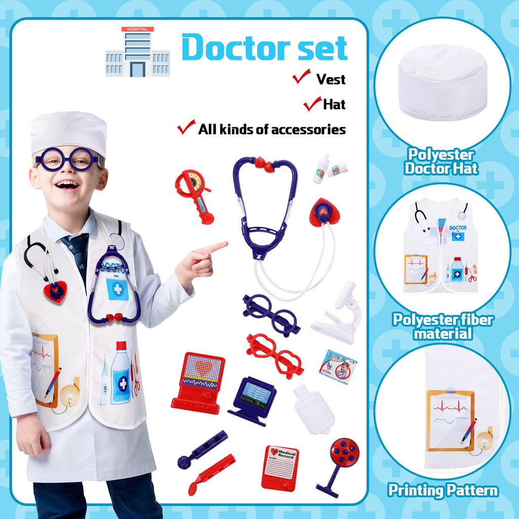 Deekin 5-Set Kids’ Dress-Up Role-Play Vests, Ages 3–7