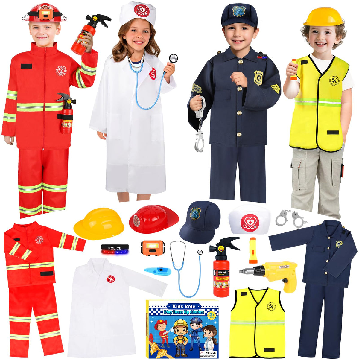 IVENRXIU Kids’ 4-in-1 Dress-Up Role-Play Costume Set