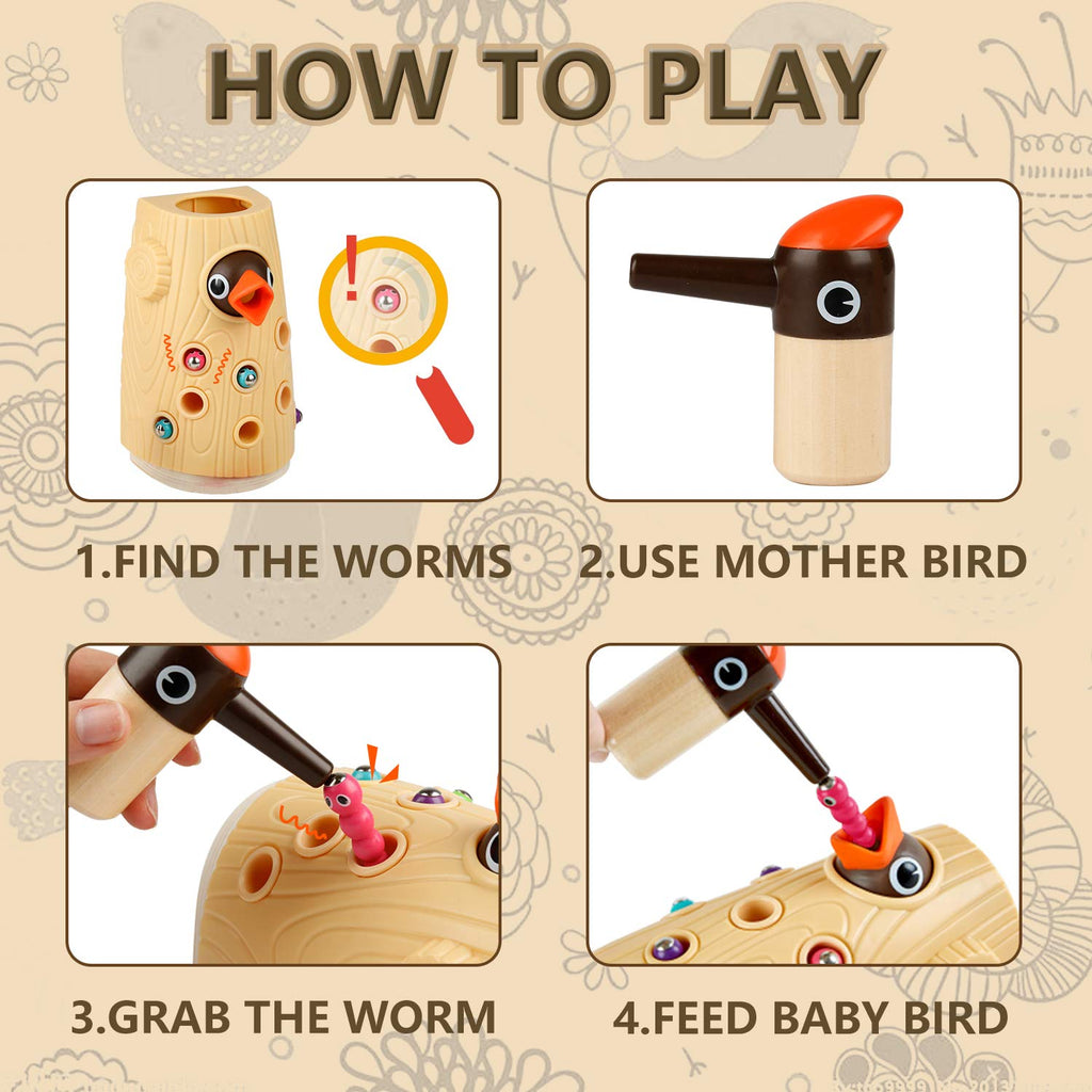 TOP BRIGHT Montessori Magnetic Bird Feeding Game for Toddlers