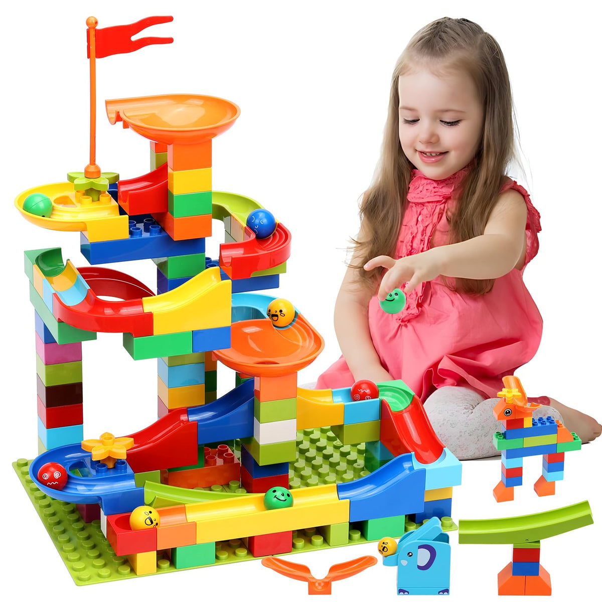 COUOMOXA STEM Marble Run Set for Classic Big Blocks