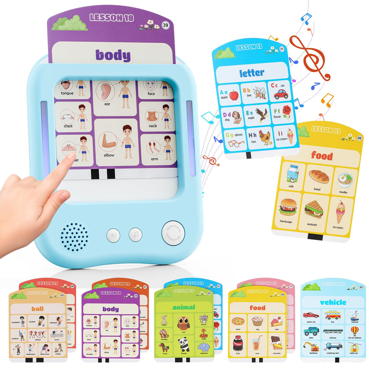 Kids' Talking Learning Tablet with 30 Educational Flash Cards