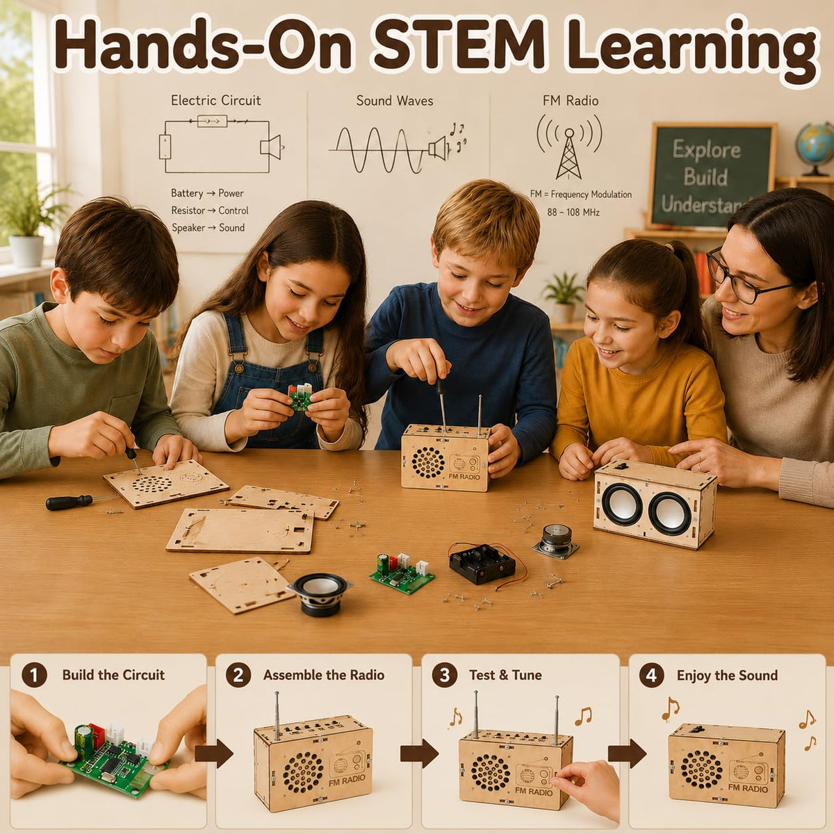 DIY STEM Electronics Kit for Building a Speaker & Radio