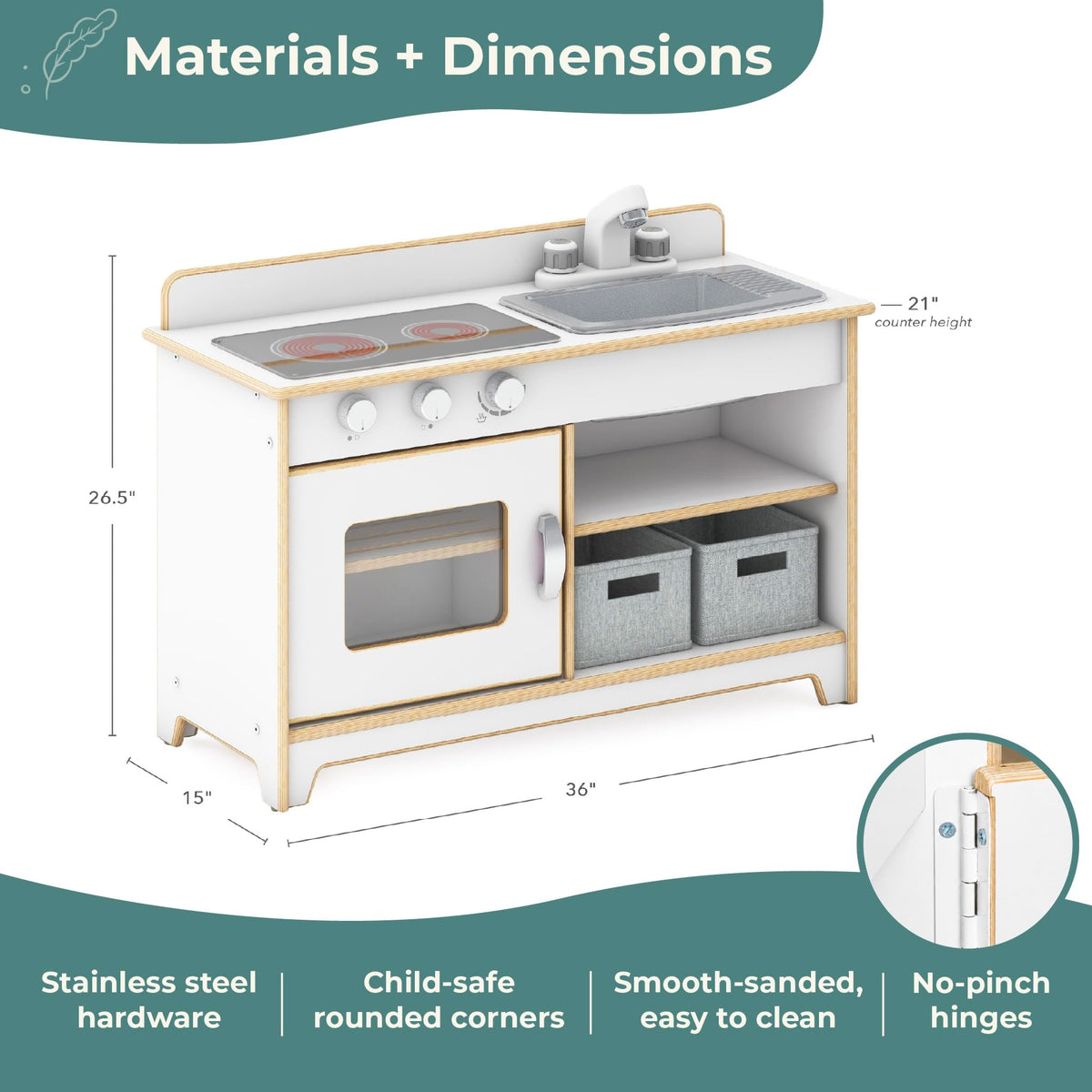 Guidecraft EdQ Wooden Kids’ Pretend Play Kitchen Set
