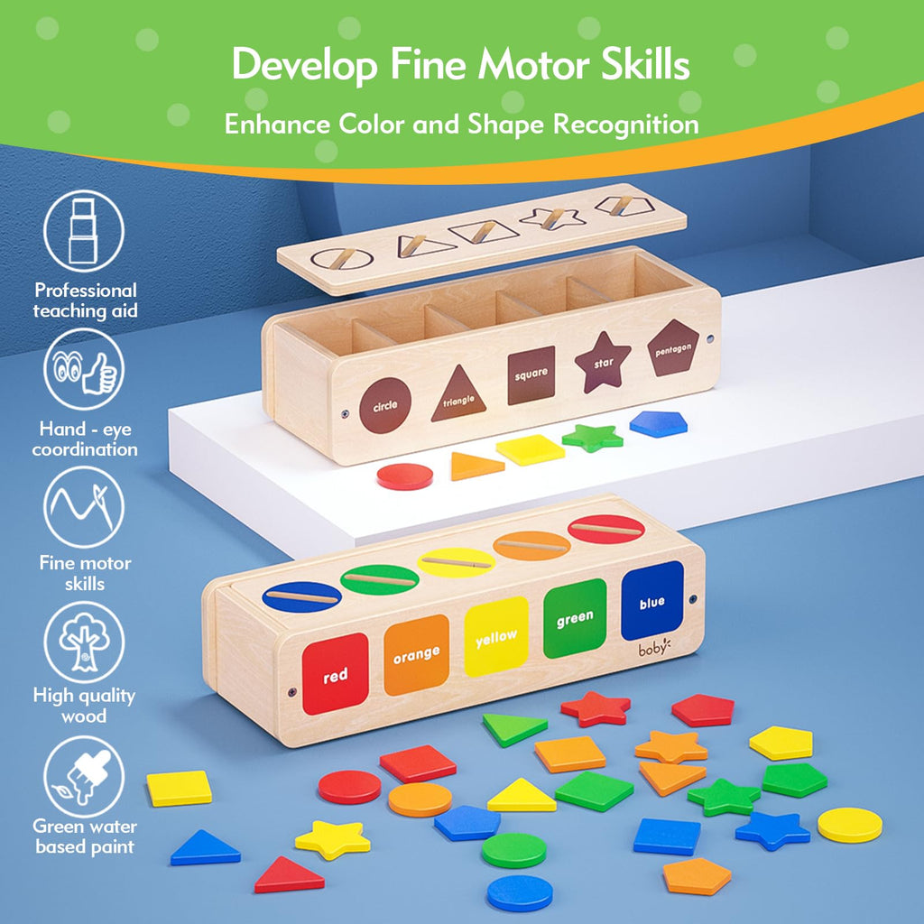 Dailyfunn Montessori Wooden Sorting Box for Toddlers