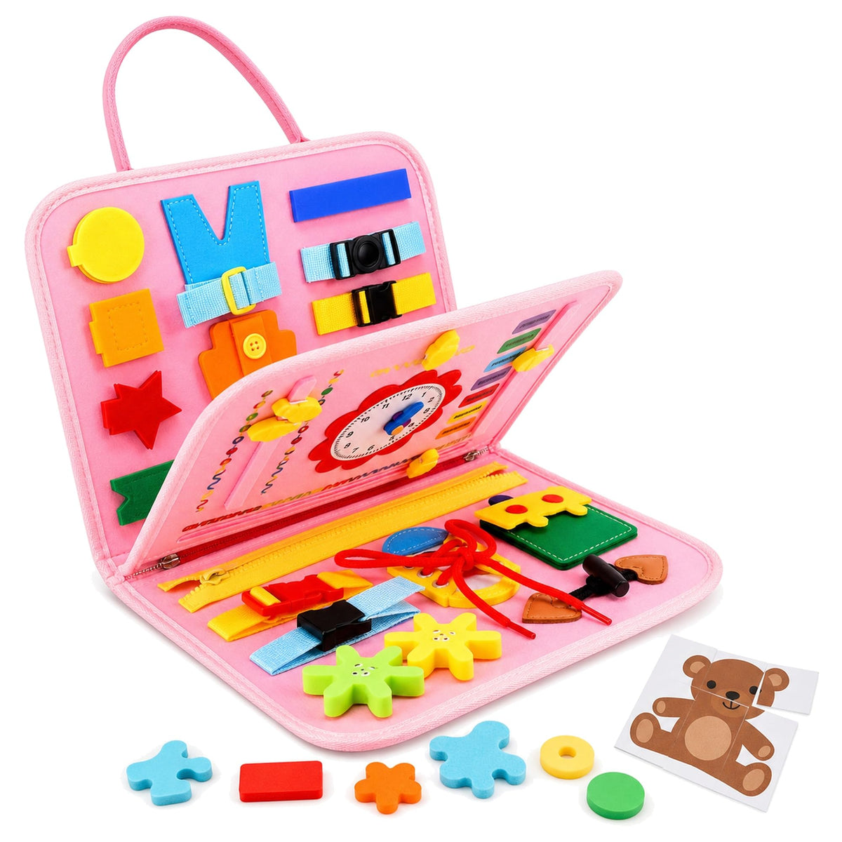 Montessori Toddler Busy Board for Fine Motor Skills, Ages 3+