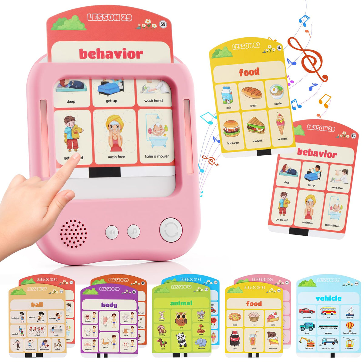 Kids' Talking Learning Tablet with 30 Educational Flash Cards