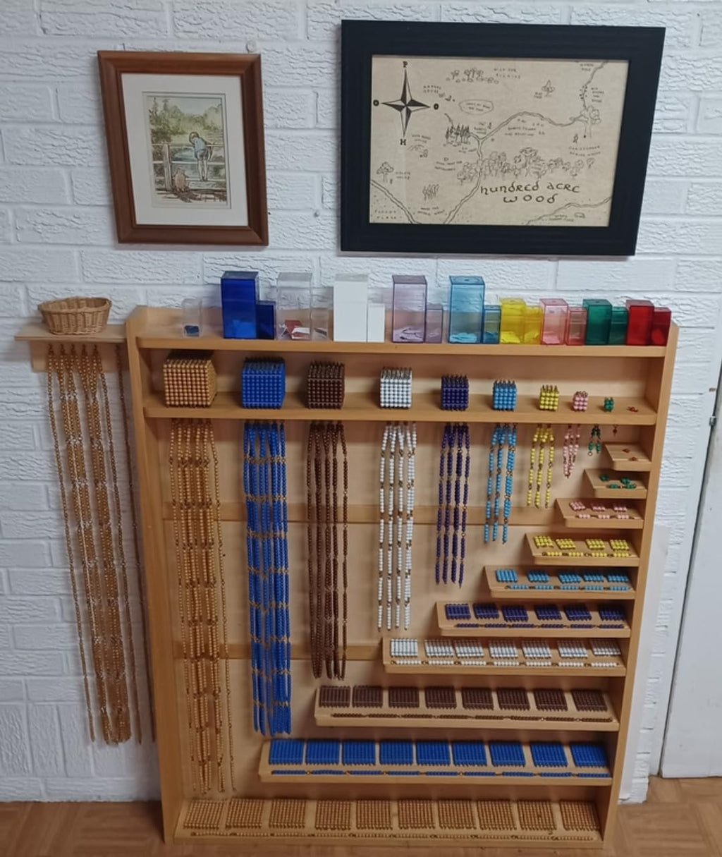 Kinderhuis Montessori Math Bead Cabinet with Copper Wire