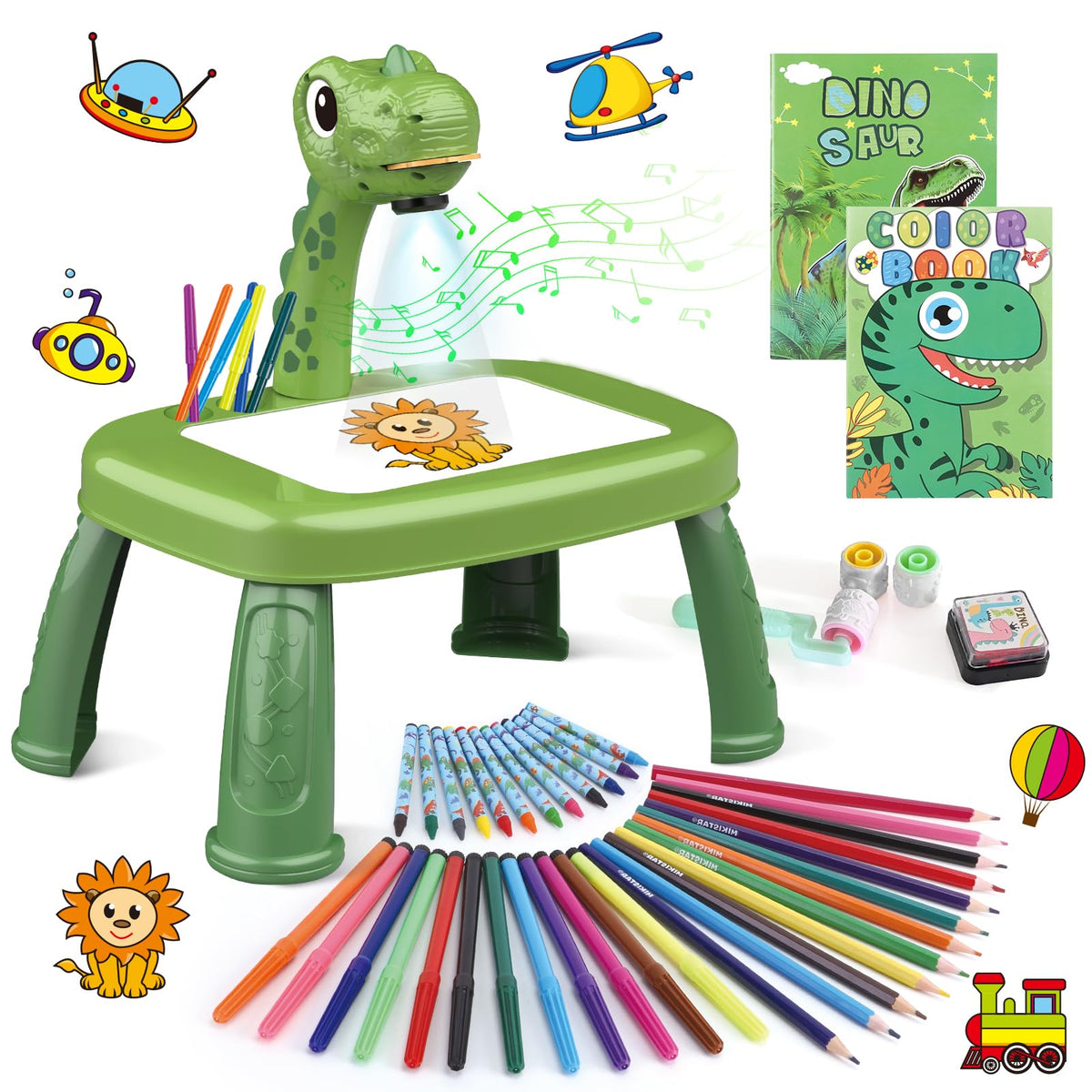 Unicorn Drawing Projector Table Set with Art Supplies for Kids