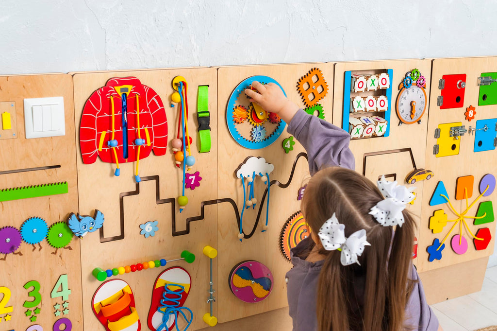 Wooden Montessori Sensory Wall Busy Board for Kids