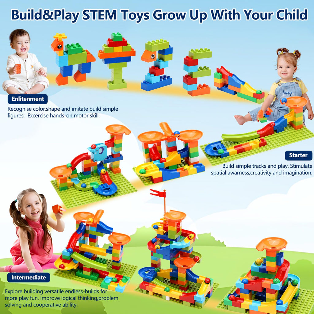 COUOMOXA STEM Marble Run Set for Classic Big Blocks