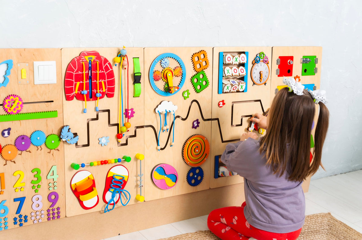 Wooden Montessori Sensory Wall Busy Board for Kids