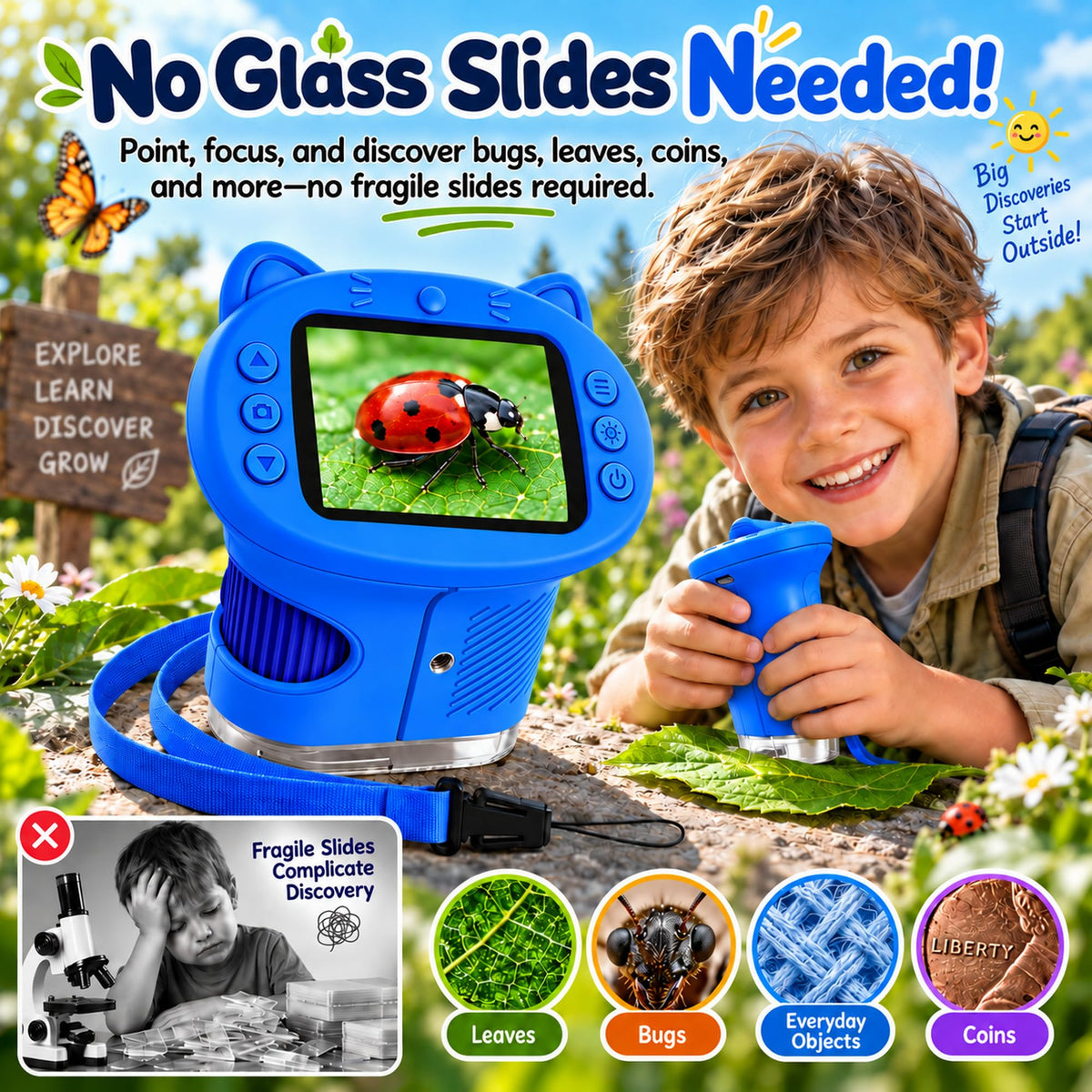 OAEBLLE 1000X Handheld Digital Microscope for Kids