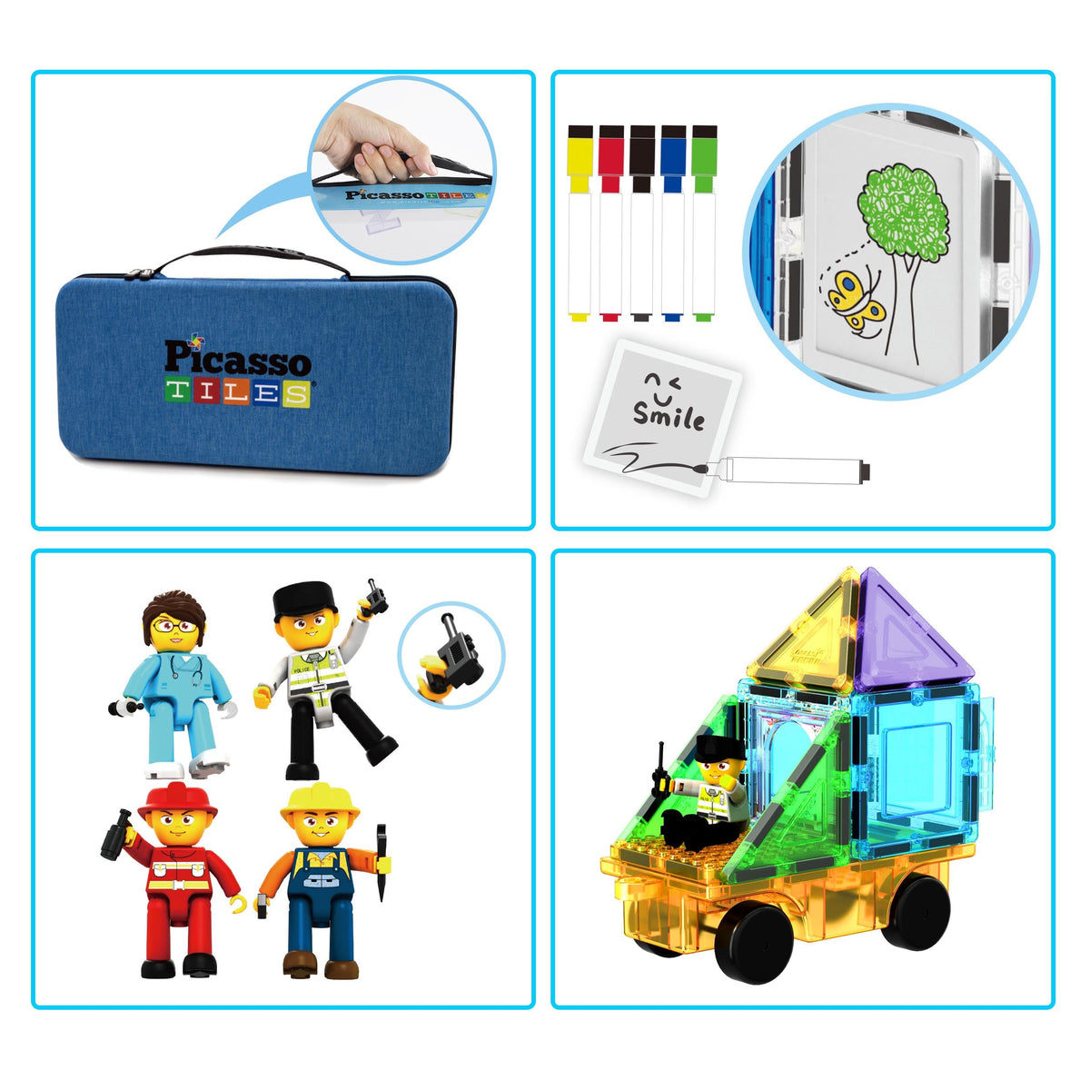 PicassoTiles Mega Magnetic Building Set with Figures, Car & Case