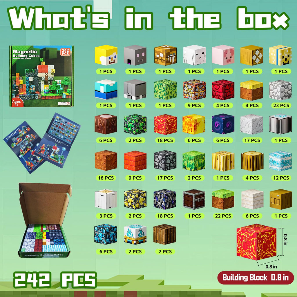 242-Piece Magnetic Building Blocks with Storage Bag