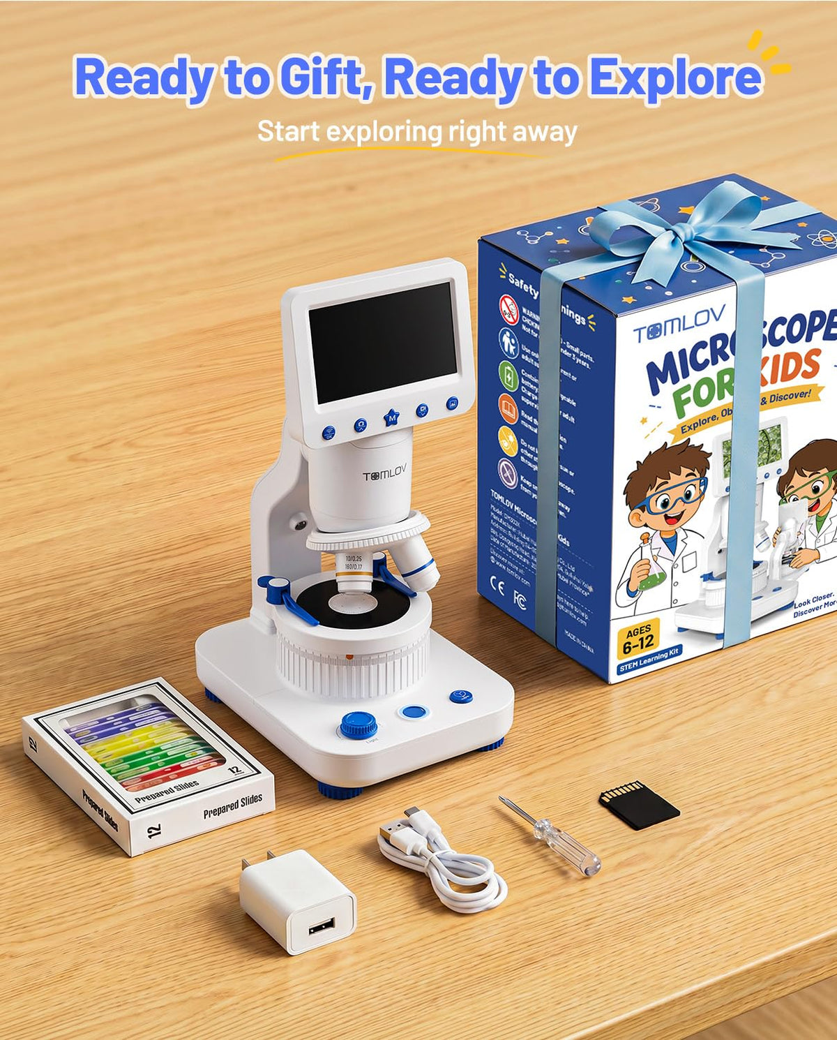 TOMLOV Kids’ Educational STEM Microscope Kit, Ages 6–12